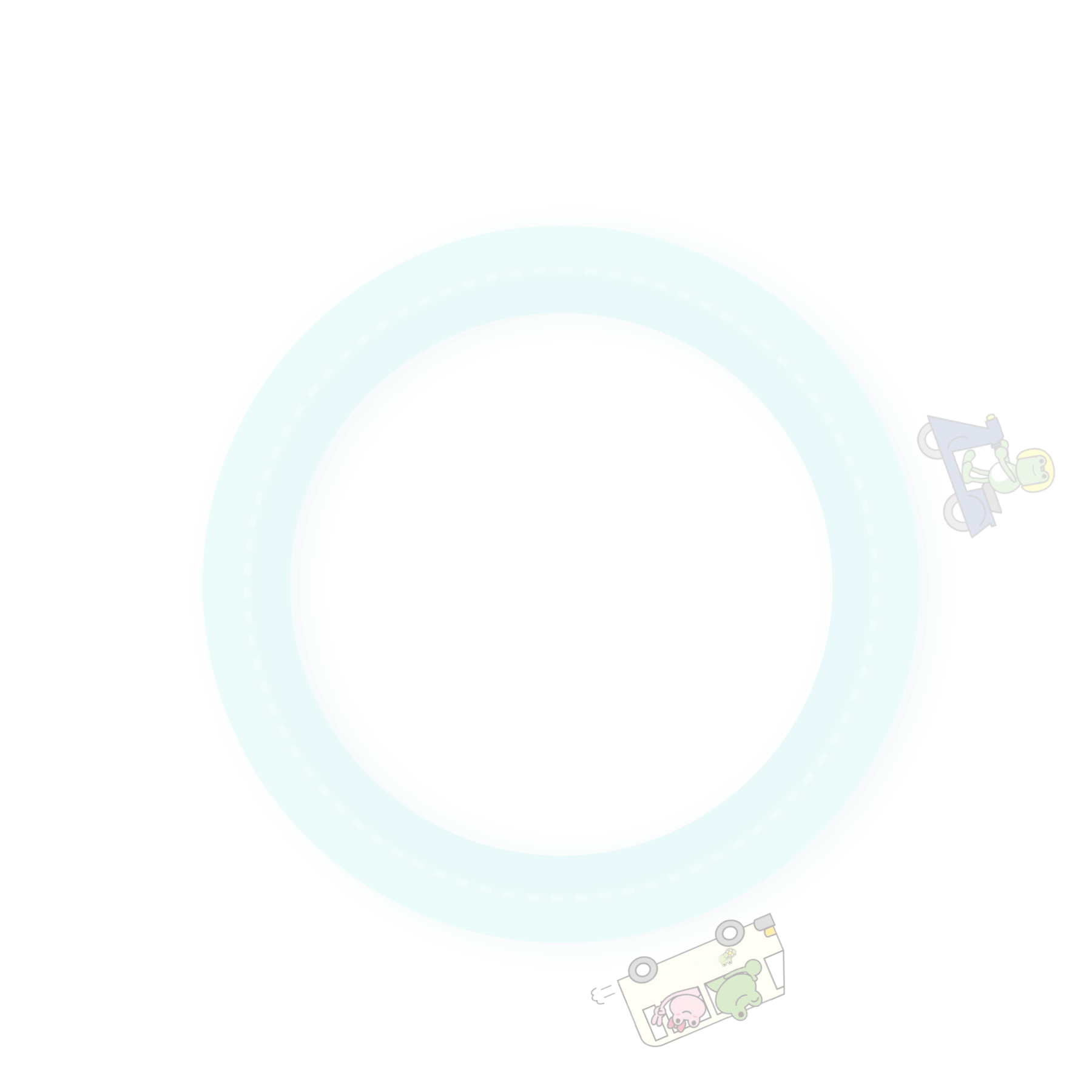 カエルのキャラクターが運転しているイラスト