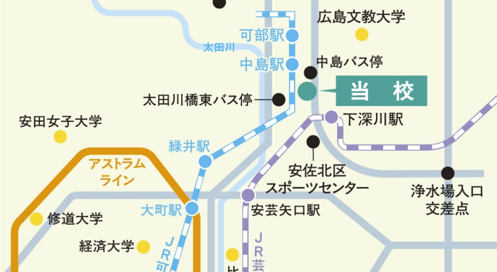 可部自動車学校へのアクセスの地図
