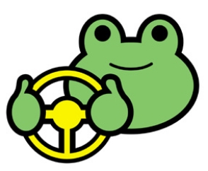 運転しているカエルのイラスト