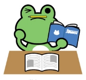 勉強しているカエル