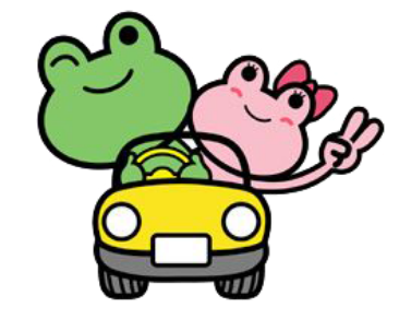 ドライブをしているカエルのイラスト