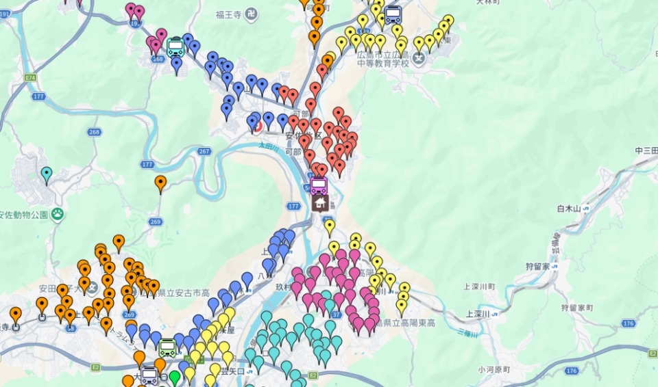 送迎エリア・バス停の地図